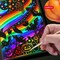 Rainbow Scratch Art Kit for Kids – 30 Rainbow Notes, 5 Wooden Styluses & 4 Stencils, Magic Scratch Paper for Drawing, Crafts, DIY Art Projects (Multicolor)